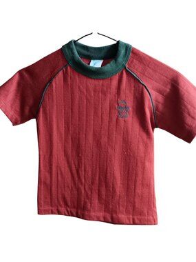 True Vintage T-Shirt Boys 6/8 Single Stitch Embroidered Basketball Hoop Ringer